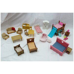 HUGE LOT Calico Critters Woodzeez Epoch Sylvanian Furniture - Furnish two houses